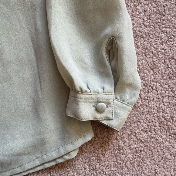 Vintage Jade Green Long-Sleeve Collared Blouse - Picture 8 of 10